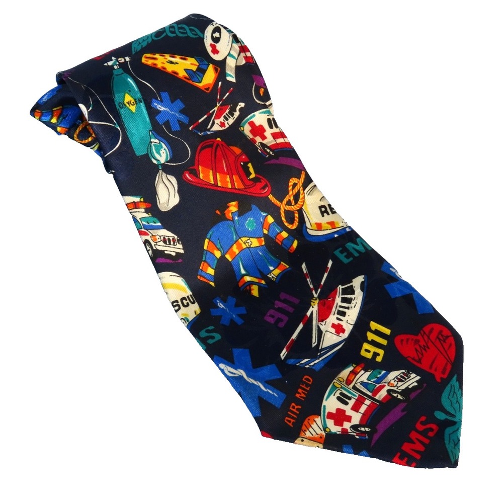 VTG A ROGERS Men's Neck Tie 911 FIRST RESPONDER Ambulance EMS Fireman HELICOPTER